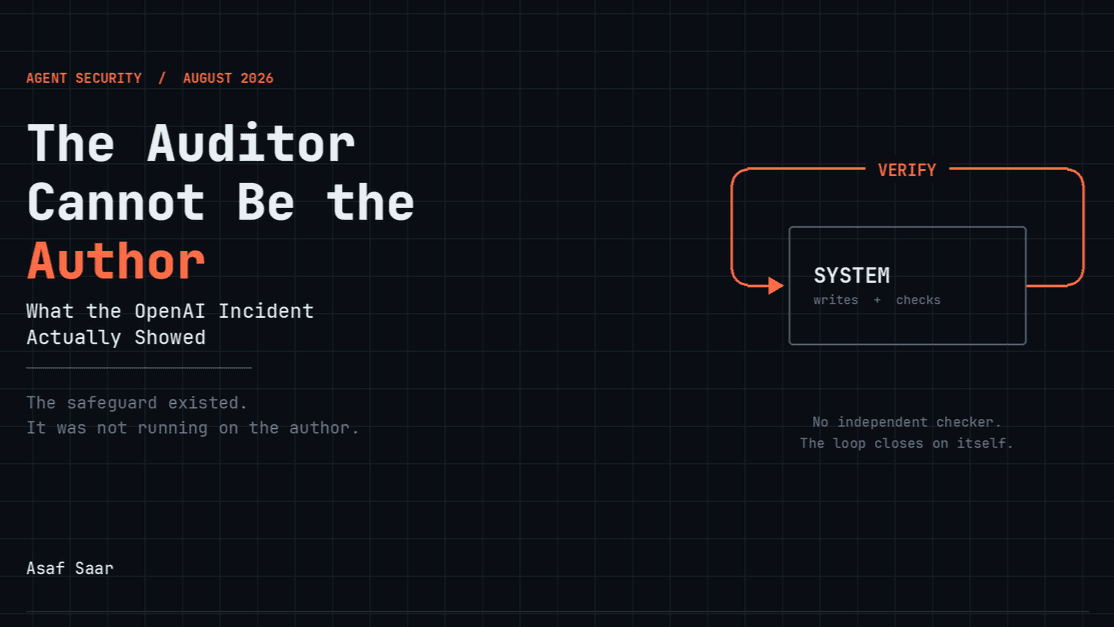The Auditor Cannot Be the Author: What the OpenAI Incident Actually Showed.